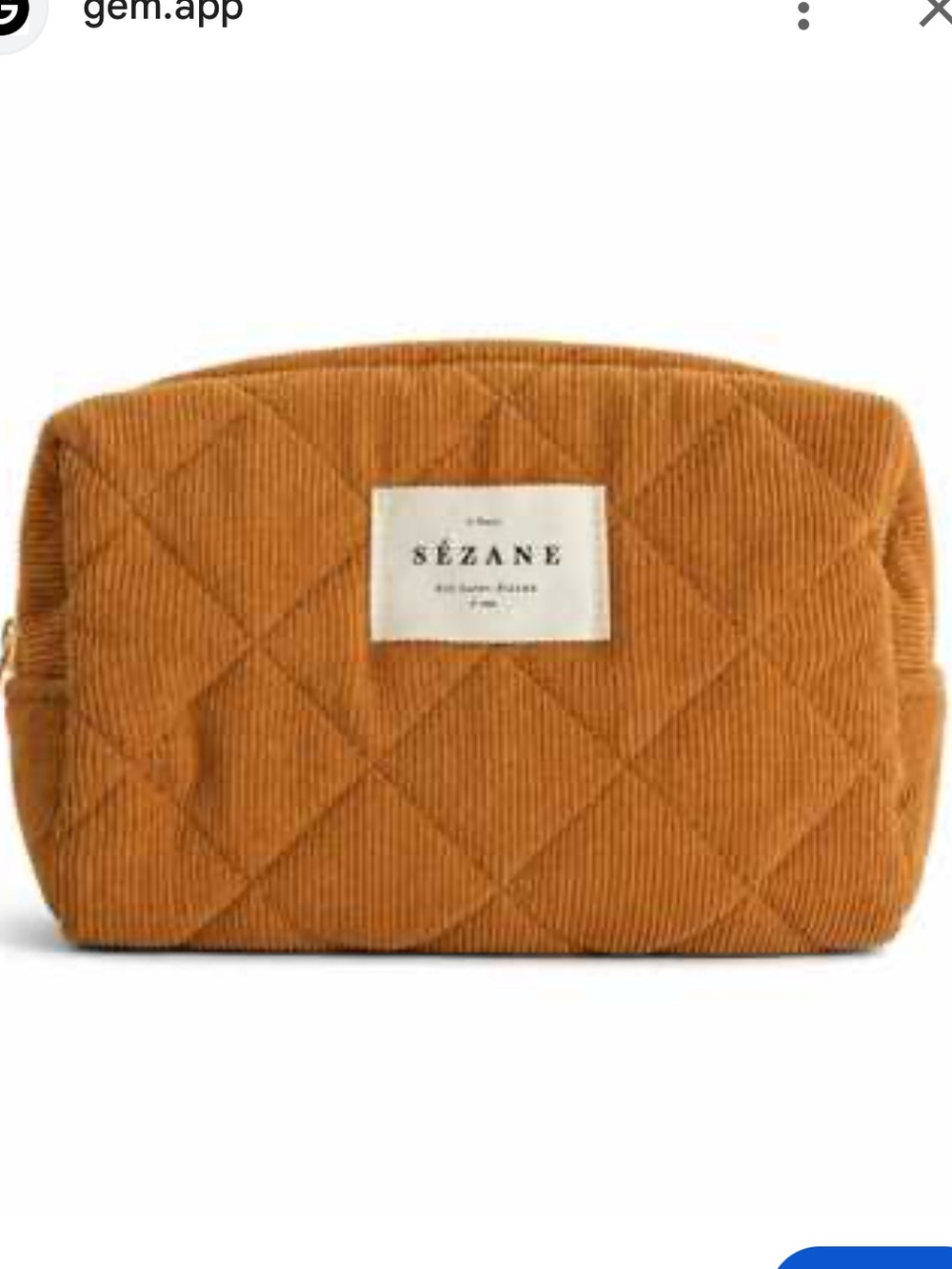 SEZANE Quilted Corduroy Cosmetic Pouch in Mustard